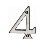 Heritage Brass Numeral 4 -  Face Fix 76mm – Traditional font
